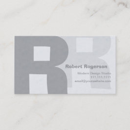 Elegante Grau-Retro großer doppelter Buchstabe R Visitenkarte