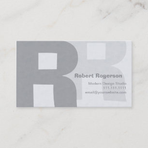 Elegante Grau-Retro großer doppelter Buchstabe R Visitenkarte