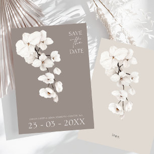 Elegante, grau-weiße Orchidee Moderne Hochzeit Save The Date
