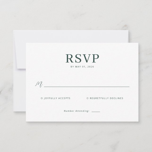 Elegante graue Antwortkarte RSVP Karte (Vorderseite)