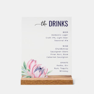 Elegante graue Aquarell-Hochzeitsmenü Acrylschild