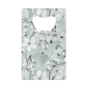 Elegante graue blaue weiße Blumen Hochzeit Geldbeutel Flaschenöffner