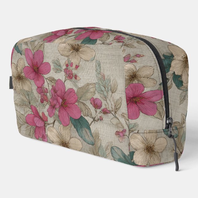 Elegante graue Blumen-Tasche Waschbeutel (Rechte Ecke)