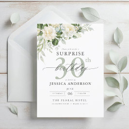 Elegante graue Blumenüberraschung Geburtstag Einladung