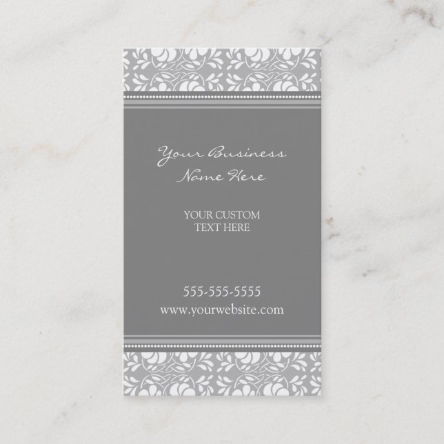 Elegante graue Damast-Visitenkarten Visitenkarte (Vorderseite)