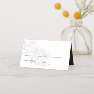 Elegante, graue, einfache Blumenhochzeit Platzkarte