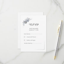 Elegante graue florale Hochzeits-RSVP-Antwortkarte