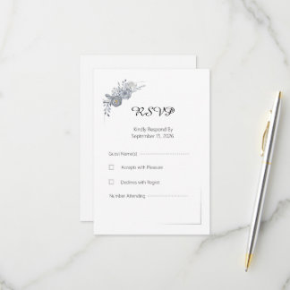 Elegante graue florale Hochzeits-RSVP-Antwortkarte RSVP Karte