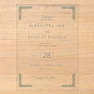 Elegante graue geometrische Hochzeitseinladung Acryleinladungen