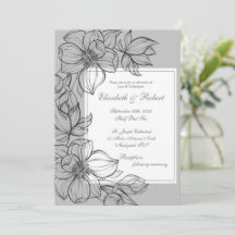 Elegante, graue Hand gezeichnete Blumenzwiebeleinl