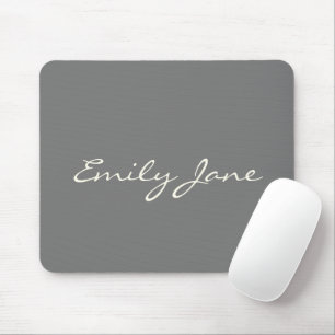 Elegante graue handgeschriebene Schrift Name indiv Mousepad