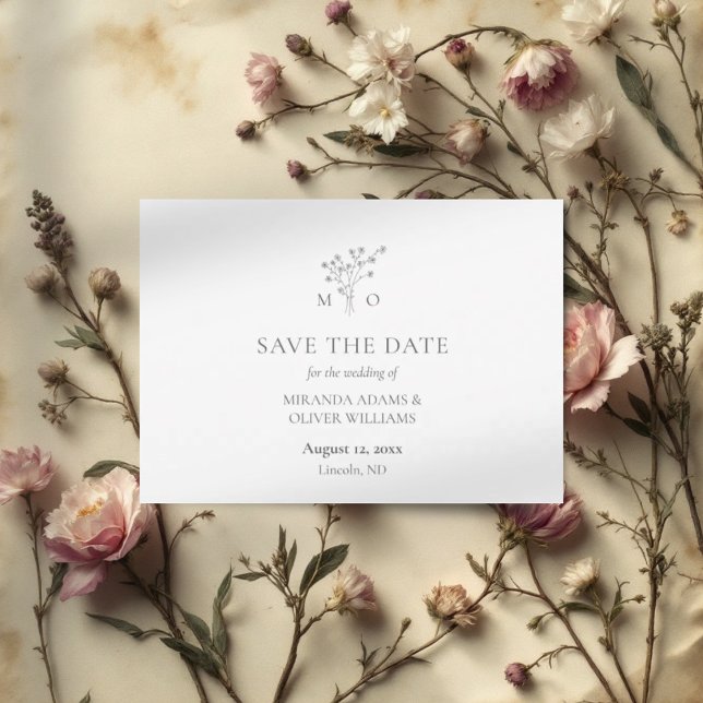 Elegante graue Hochzeit im Bouquet speichern Sie d Save The Date (Von Creator hochgeladen)