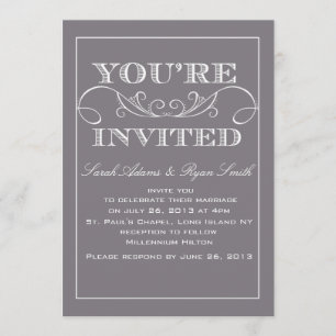 Elegante graue Hochzeits-Einladung Einladung