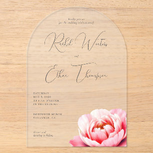 Elegante graue Hochzeitseinladung mit floralem Mus Acryleinladungen