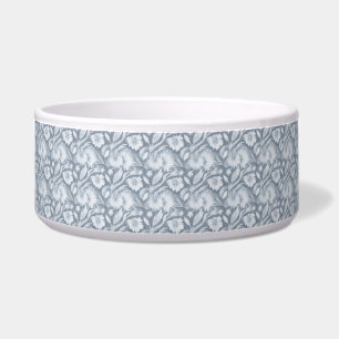 Elegante graue Hundefutter-Schale mit weißem Blume Napf