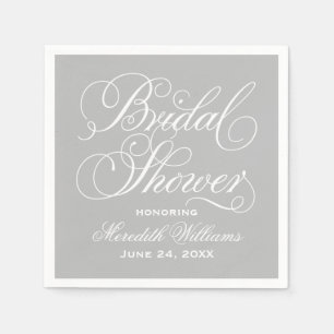 Elegante graue Kalligrafie-Hochzeits-Braut-Shower Serviette