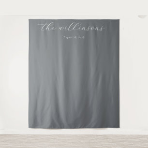 Elegante graue kalligrafische Schrift Wandteppich