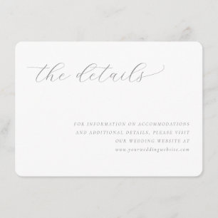 Elegante graue minimalistische Hochzeits-Detailkar Begleitkarte