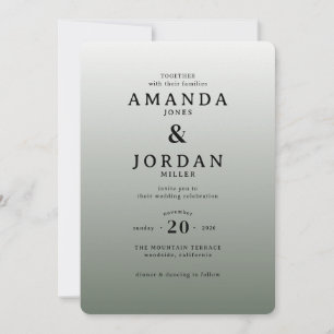 Elegante graue minimalistische Hochzeitseinladung Einladung