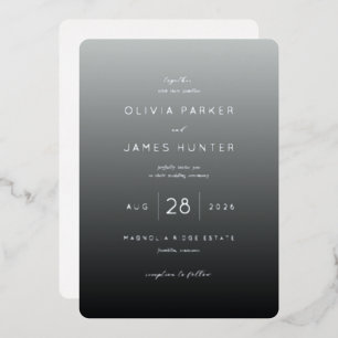 Elegante graue minimalistische Hochzeitseinladung Folieneinladung