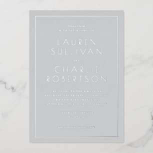 Elegante graue minimalistische Hochzeitseinladung Folieneinladung
