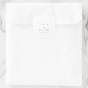 Elegante graue minimalistische Kalligrafie Quadratischer Aufkleber