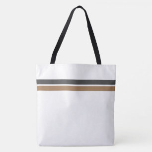 Elegante graue Mocha-Rennstreifen auf weißem Hinte Tasche