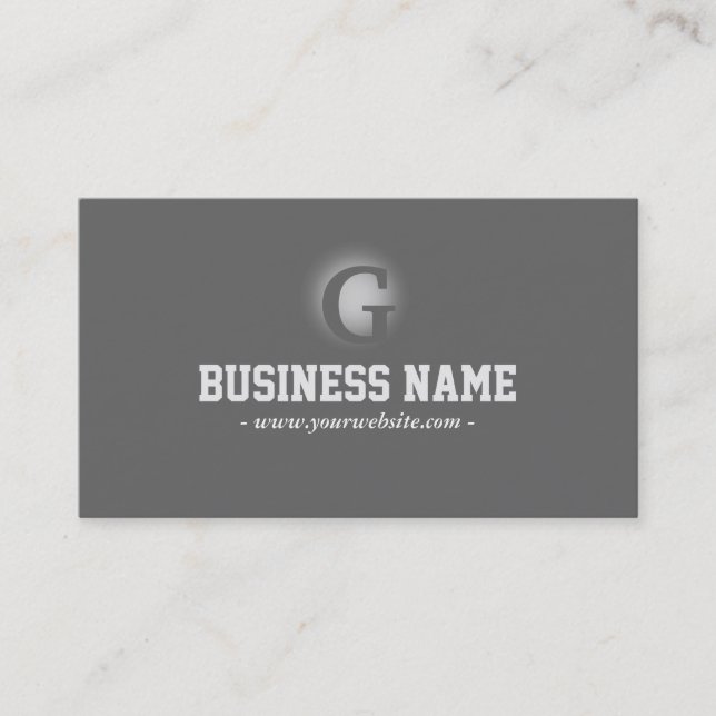 Elegante graue Monogramm-Visitenkarte Visitenkarte (Vorderseite)