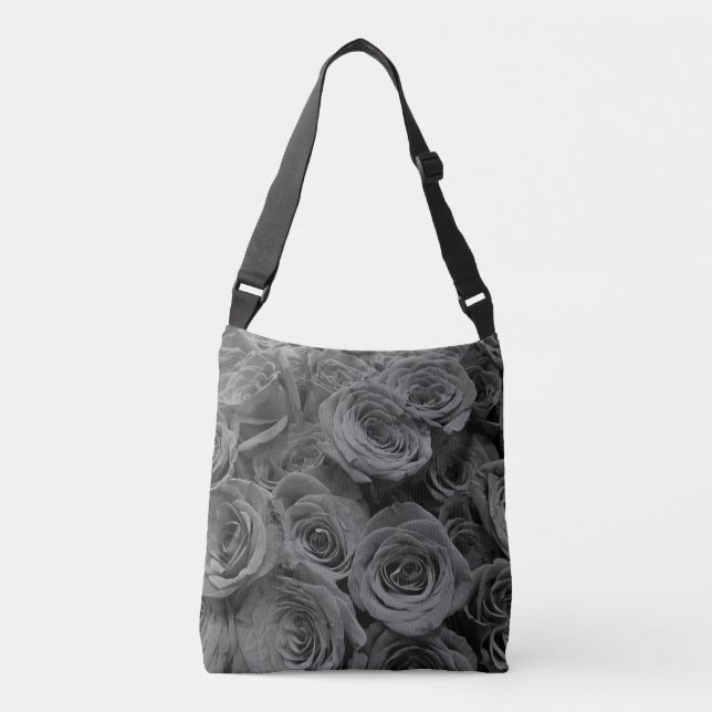 Elegante graue Rose graue, blumengraue Blume Tragetaschen Mit Langen Trägern (Vorderseite)