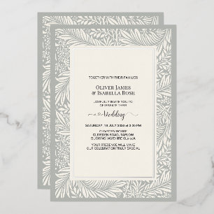 Elegante Graue Salbei- und Elfenbein-Hochzeitseinl Folieneinladung