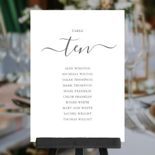 Elegante graue Schrift Tisch Nummer 10 Sitzordnung Einladung