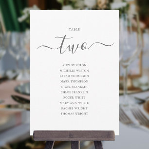 Elegante graue Schrift Tisch Nummer 2 Sitzordnung Einladung
