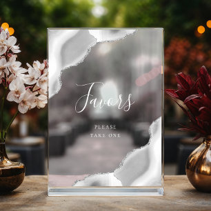 Elegante graue Silber-Achat-Hochzeitsgeschenke Acrylschild