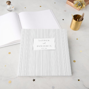 Elegante graue Streifen mit goldenen Akzenten Gästebuch