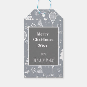 Elegante, graue und weiße Tennis Weihnachtsgesche Geschenkanhänger
