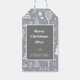 Elegante, graue und weiße Tennis Weihnachtsgeschen Geschenkanhänger