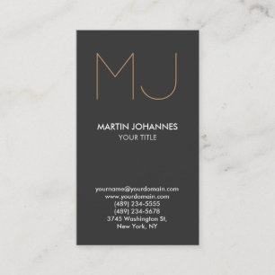 Elegante graue Visitenkarte mit Chic-Monogramm ver