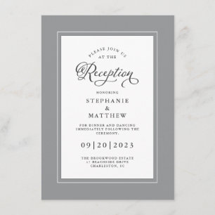 Elegante graue weiße Hochzeitsempfehlung Chic Bord Begleitkarte