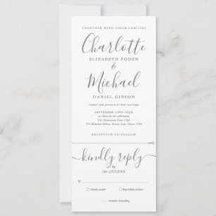 Elegante graue weiße Schriftart Alles in einem Fot Einladung