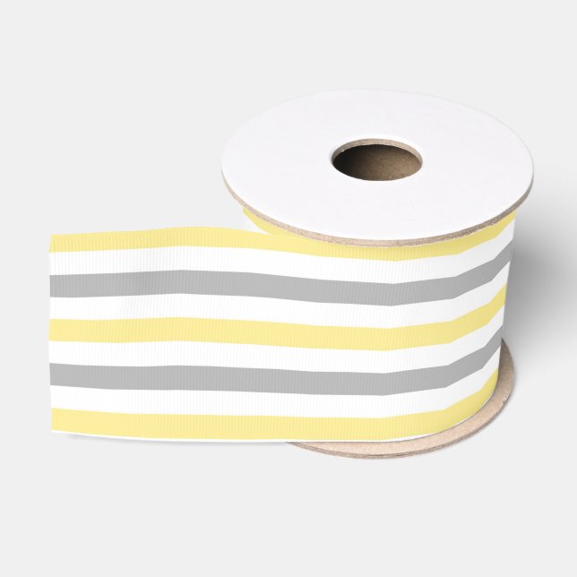 Elegante graugelbe Streifen Ripsband (Spule)