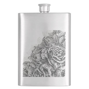 Elegante gravierte Rosen Flachmann