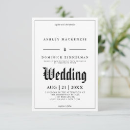Elegante Gravur Englisch Kalligrafie Schwarze Gren Einladung