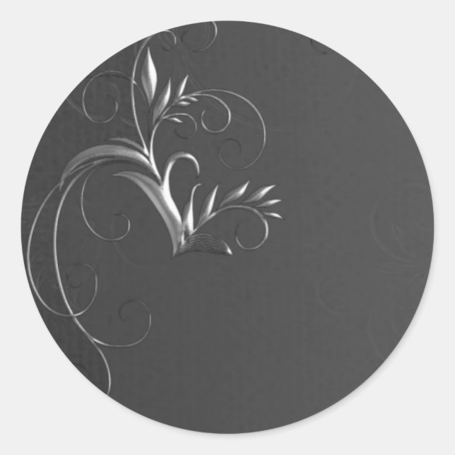 Elegante Gray and Silver Wedding Umschlag Aufklebe Runder Aufkleber (Vorderseite)