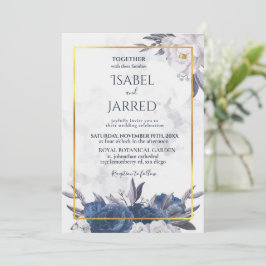 Elegante Gray Blue Peonies bei einer Hochzeit Einladung