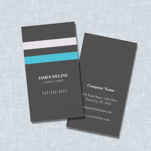 Elegante Gray Blue Stripes Consultant Business Car Visitenkarte