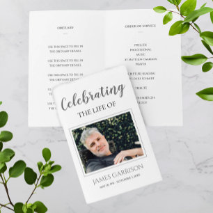 Elegante Gray Celebration of Life Memorial Program Flyer