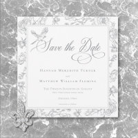 Elegante Gray Chinoiserie Bird & Wappen Wedding