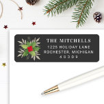 Elegante Gray Christmas Greenery Rücksendeadresse<br><div class="desc">Elegante Weihnachtsadressen-Etiketten zeichnen sich durch eine schlichte Aquarellanlage aus,  die mit grünen,  heiligen Blätter,  roten Beeren,  grauen Eukalyptuszweigen und Kiefernspießen gestaltet ist. Personalisieren Sie den Familiennamen und den Rücksendeadresse Ihrer Familie. Enthält rote,  grüne und neutrale,  taupe graue Farben auf einem dunkelkohlegrauen Hintergrund.</div>