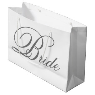 Elegante Gray Classic Script Bride Große Geschenkt Geschenktüte
