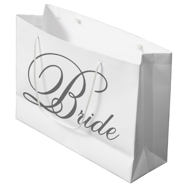 Elegante Gray Classic Script Bride Große Geschenkt Große Geschenktüte (Vorderseite Schrägansicht)